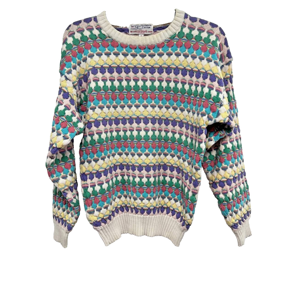 ISLANDER Comfy Sweater England chevron Kawaii 80s 90s Fairy Kei Small A000487